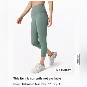 Lululemon Align 21” Crop - Tidewater Teal - Size 12
